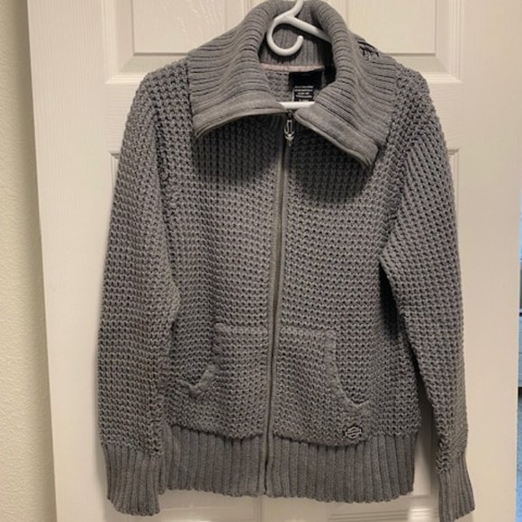 Harley-Davidson Zipper Close Hick Neck Embroidered Cardigan Sweater Size XL - Picture 3 of 8